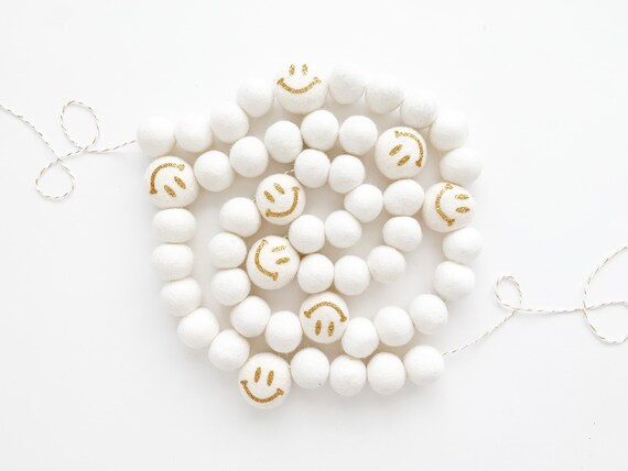 Simply Smiley Face Felt Ball Garland Bunting Banner  READY | Etsy | Etsy (US)