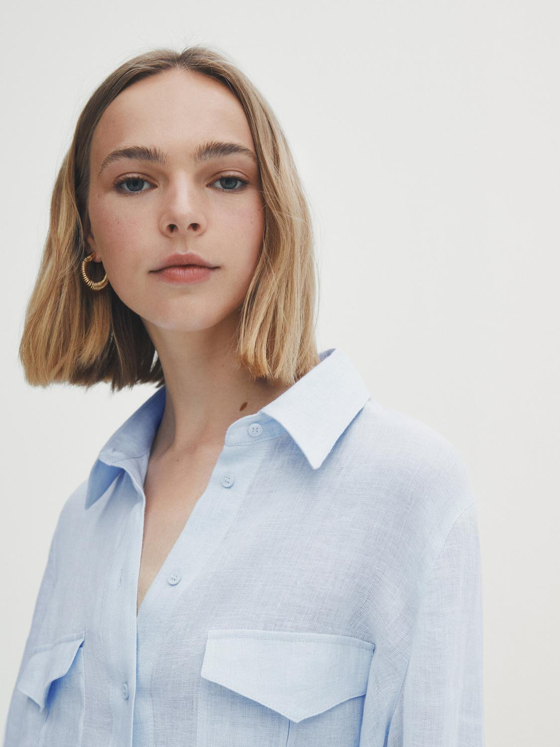 100% linen shirt with pockets | Massimo Dutti DE