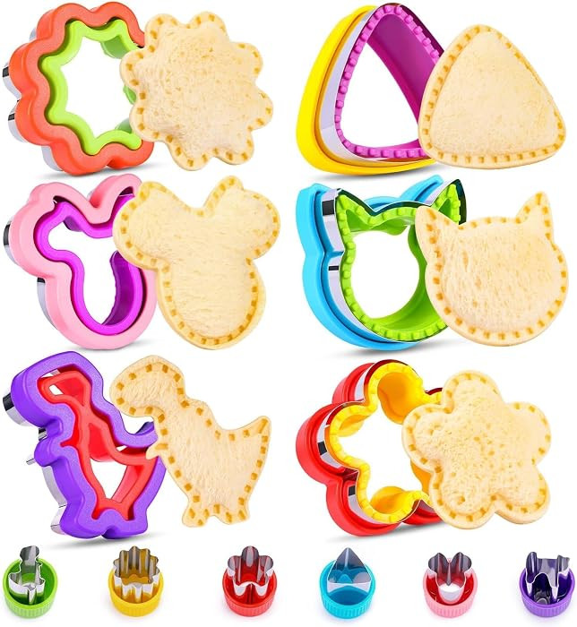 12 Pack Sandwich Cutter and Sealer Set Crustable Bread Decruster DIY Cookie Stamps Mold Vegetable... | Amazon (US)