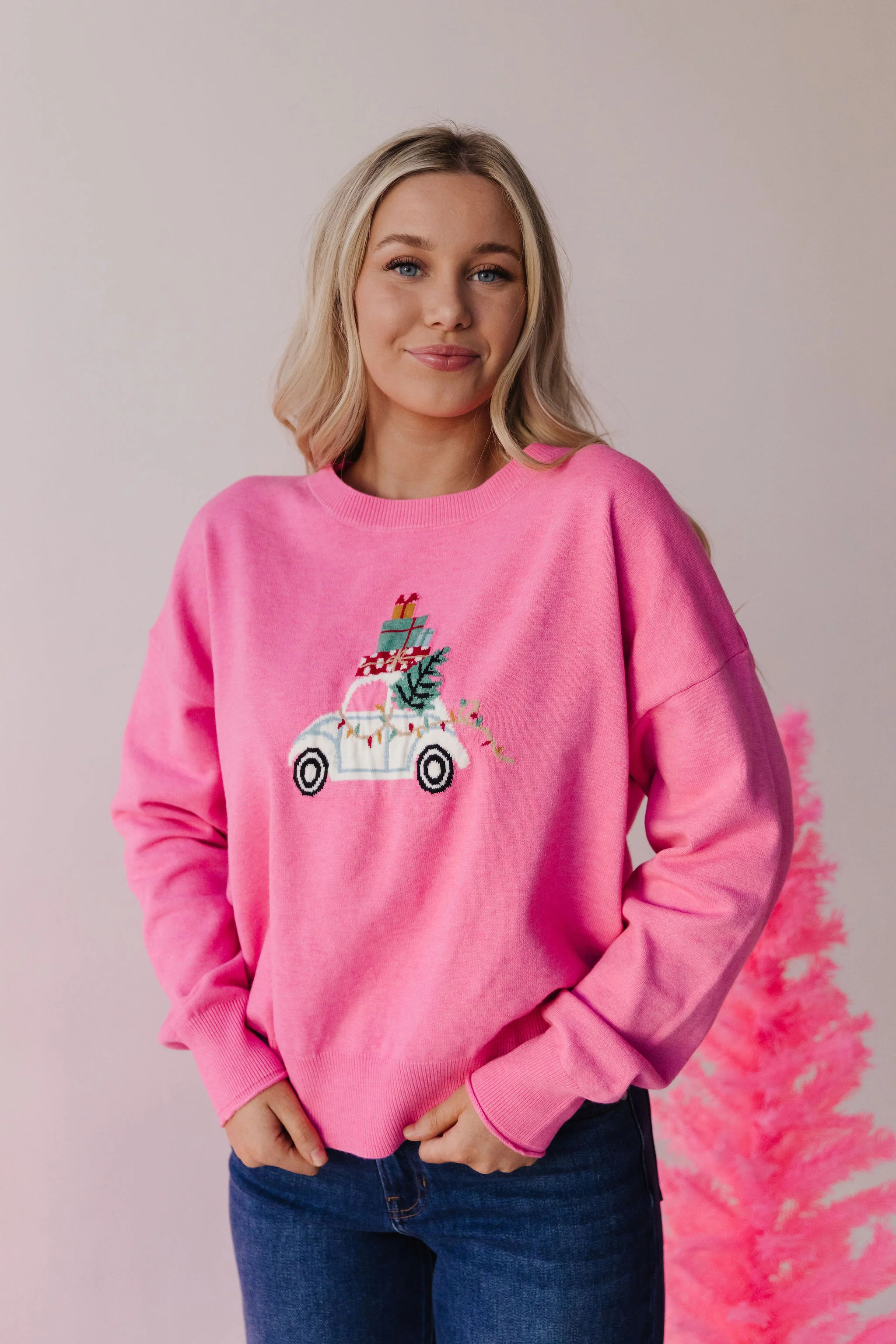 THE HOLIDAY SHOPPING SWEATER IN PINK | Pink Desert