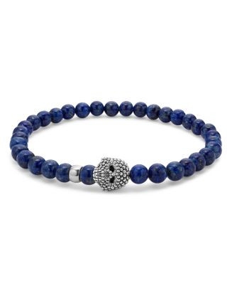 LAGOS Men's Sterling Silver Anthem Lapis Lazuli Bead Skull Stretch Bracelet - Exclusive  | Bloomi... | Bloomingdale's (US)