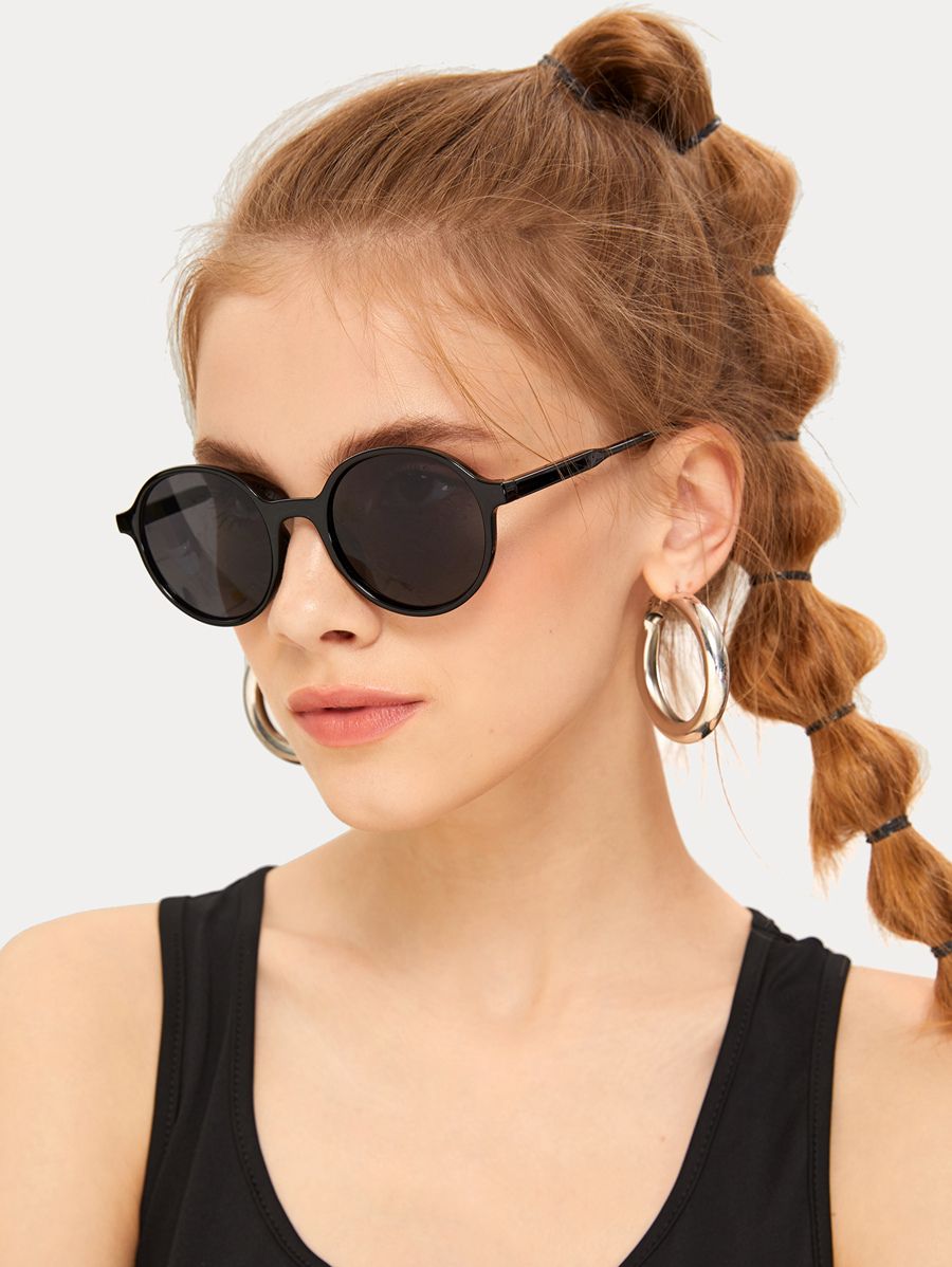 Solid Frame Round Sunglasses | SHEIN