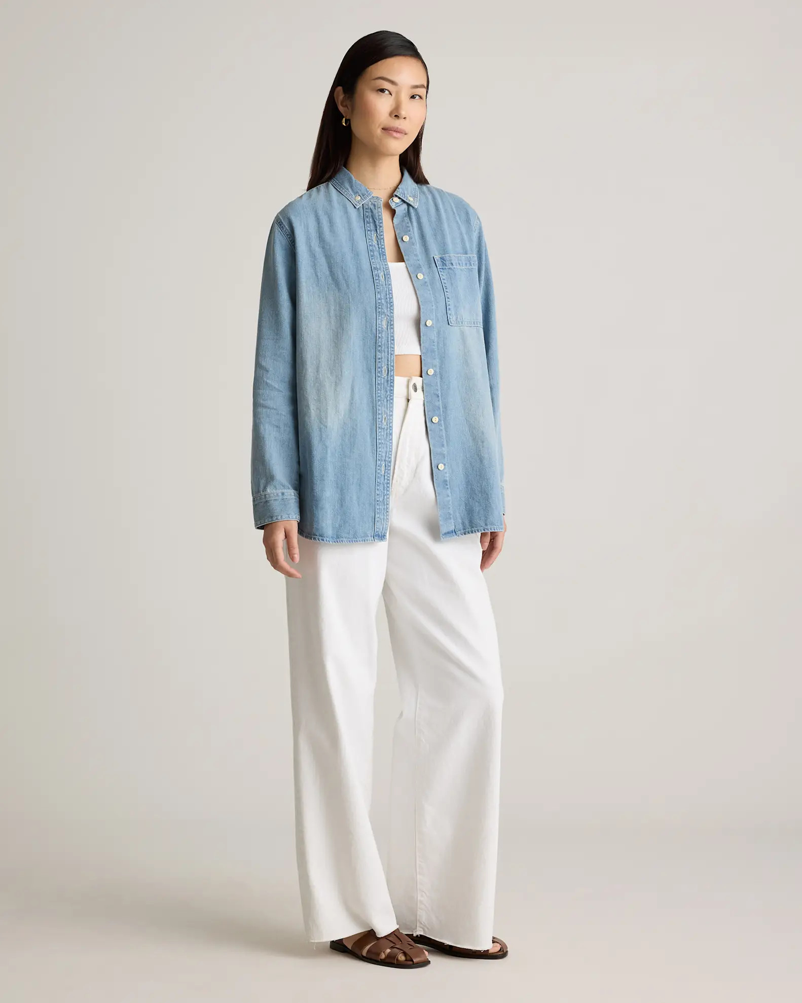 Distressed Denim Oversized Shirt | Quince