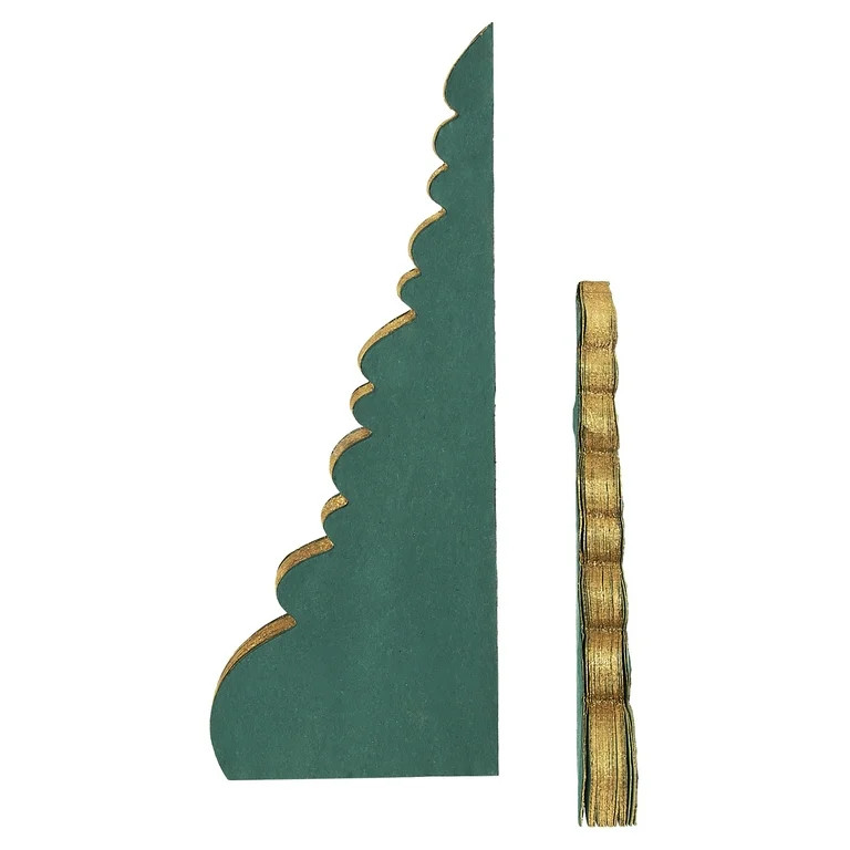 Paper Christmas Tree Tabletop Decorations, Green and Gold, 2 Count, by Holiday Time | Walmart (US)