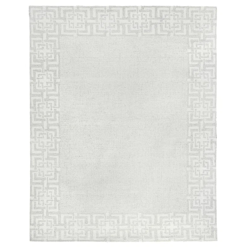 Caprice Geometric Handmade Tufted Area Rug in Silver/Ivory | Wayfair North America