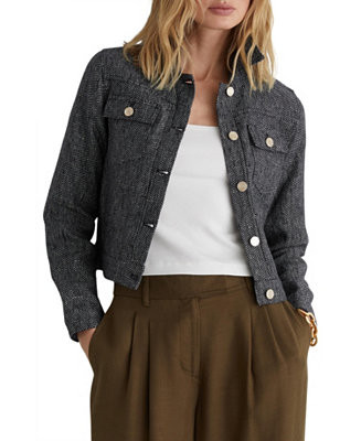 Women's Bree Linen-Cotton Woven Trucker Jacket | Macy's