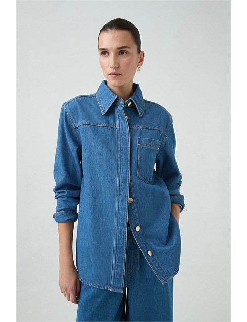 Aje Studio Sunray Long Sleeve Denim Shirt | David Jones | David Jones (Australia & New Zealand)