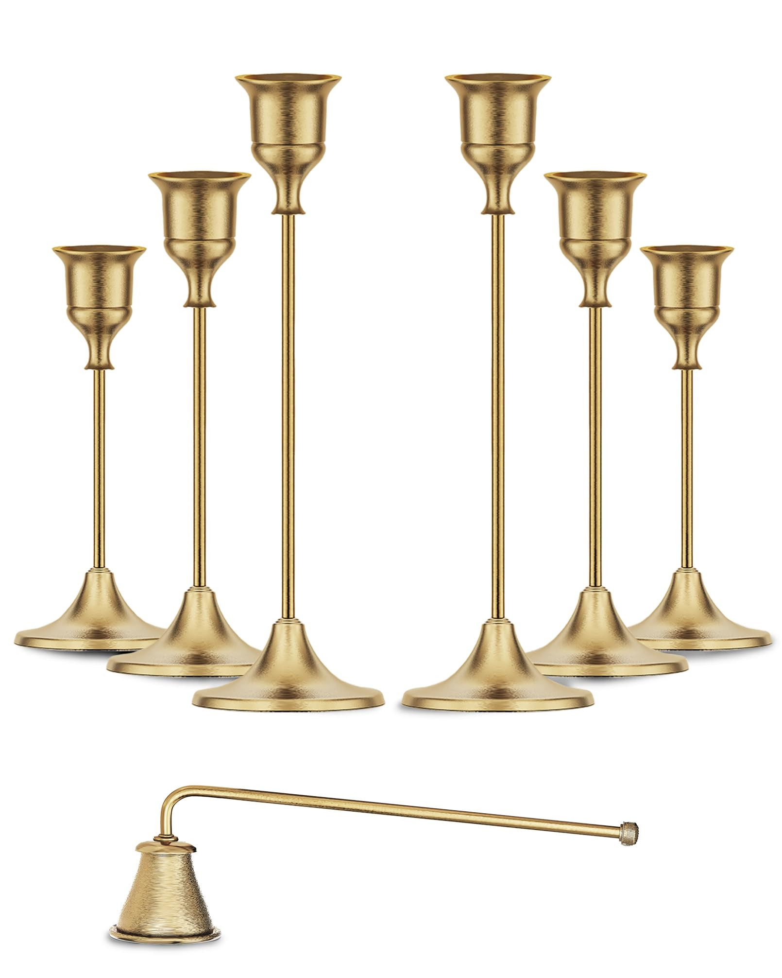 Gold Candleholders for Taper Candlesticks Plus Candle Snuffer – Dining Table Décor Centrepiece... | Amazon (US)