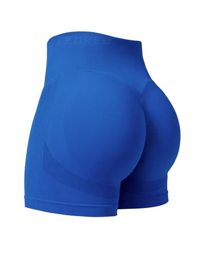 YEOREO Women's Blue High Waisted Scrunch Biker Shorts, 3.6" Inseam, Squat Proof, Tummy Control, Running, Yoga, Gym, Daily Wear | Amazon (US)