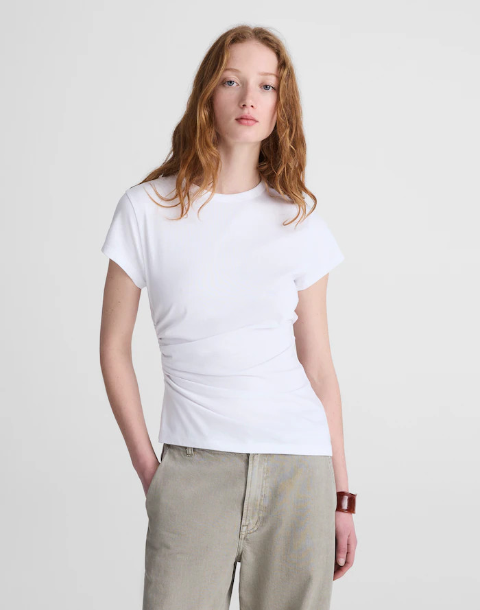 Asymmetric Ruched Tee in Allday Jersey | Madewell