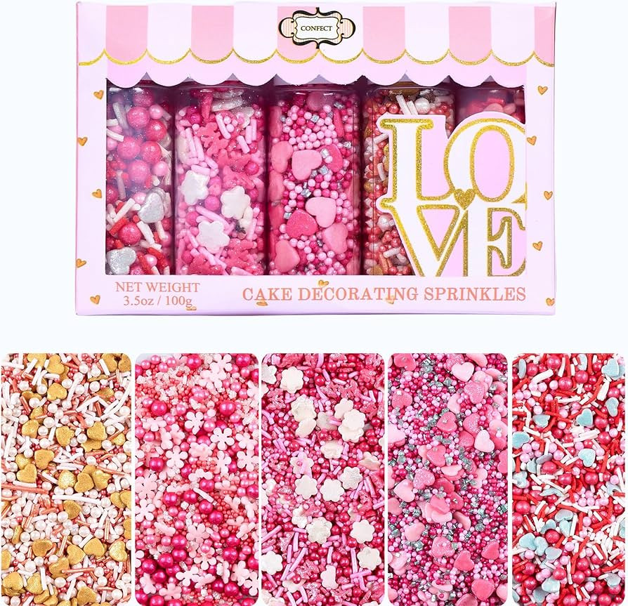 Confect Pretty in Pink, Gold & White Pearls Sprinkles | Sprinkles for Baking & Cake Decorative | ... | Amazon (US)