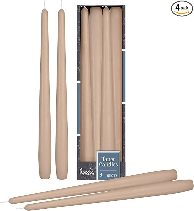 Hyoola Tall Taper Candles - 10 Inch Sahara Beige Unscented Dripless Taper Candles - 8 Hour Burn T... | Amazon (US)