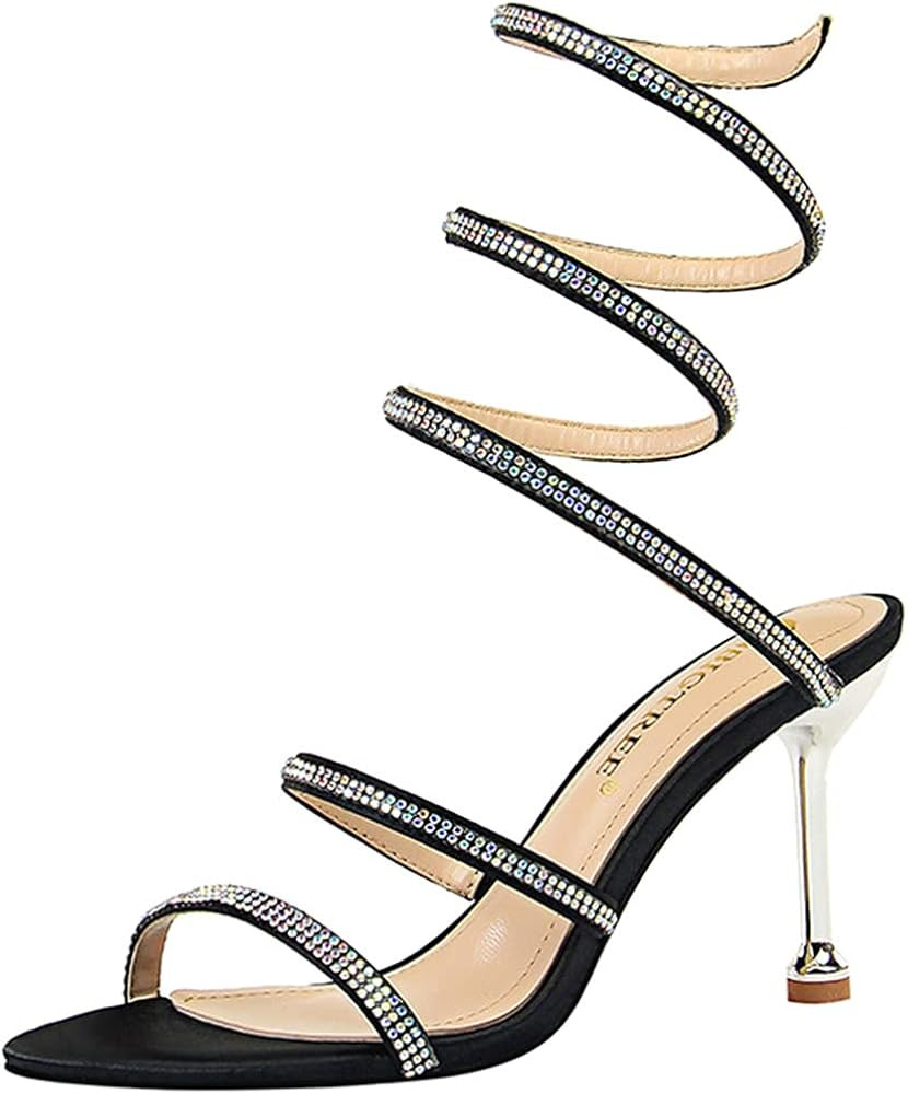 MissHeel Wrap Rhinestine Strap High Heel 3inch | Amazon (US)