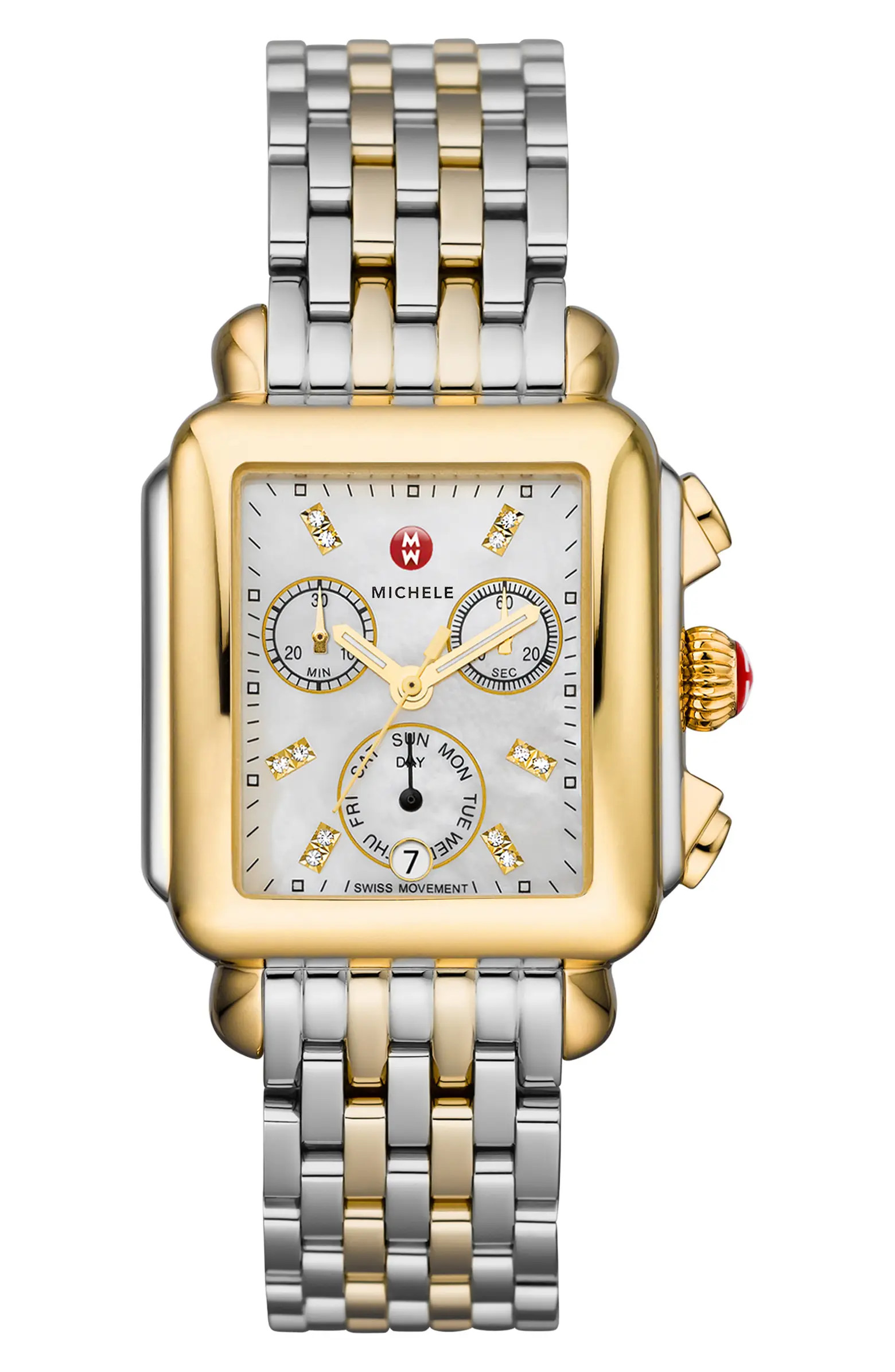 Deco Diamond Chronograph Watch Head & Bracelet, 33mm | Nordstrom