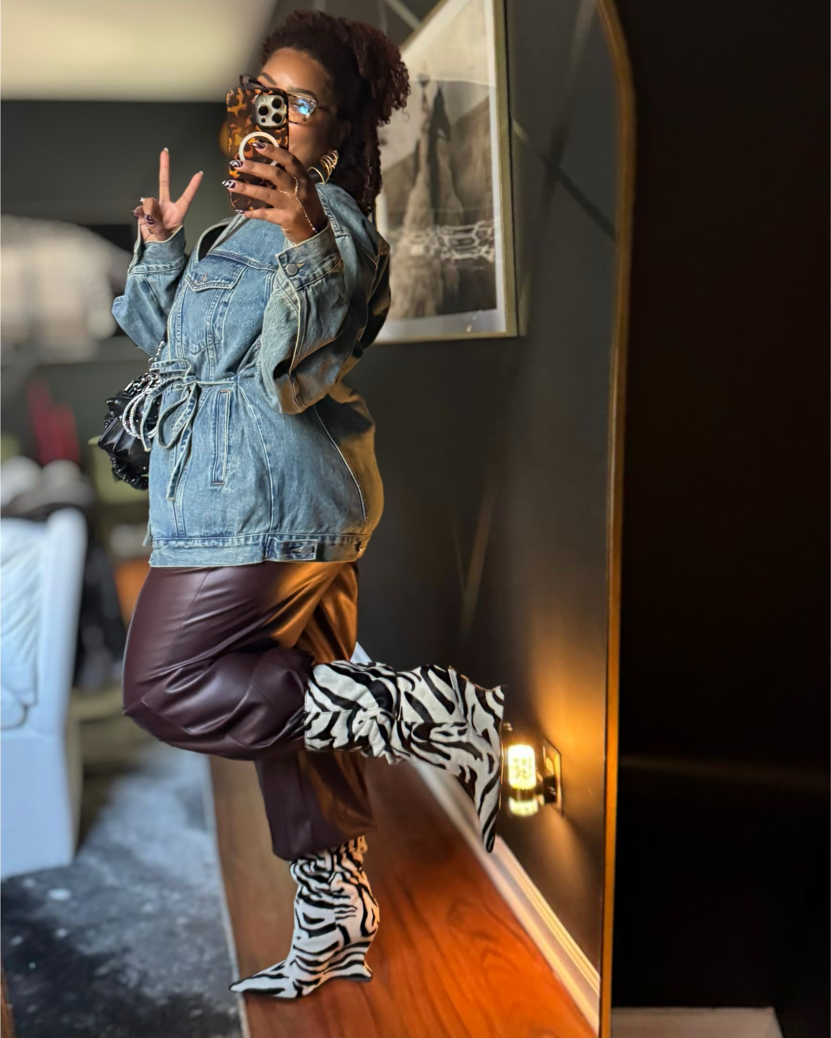 Layers & textures.

Kimono denim jacket, leather barrel legs, leather shoulder pad tee, zebra pony hair scrunch wedge boots.

#LTKdayinmylife #LTKootd #LTKgrwm