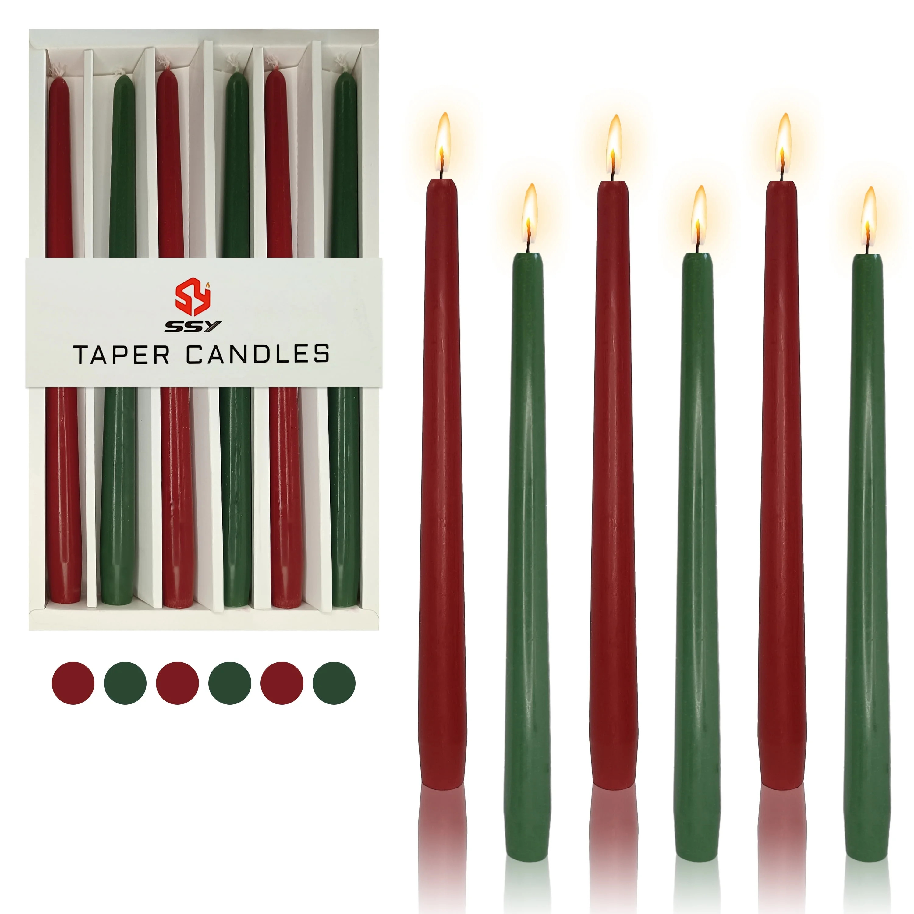Smokeless Taper Candles Red Candlesticks,10 inches Long Tapered Candle Green Candle Sticks Christ... | Walmart (US)