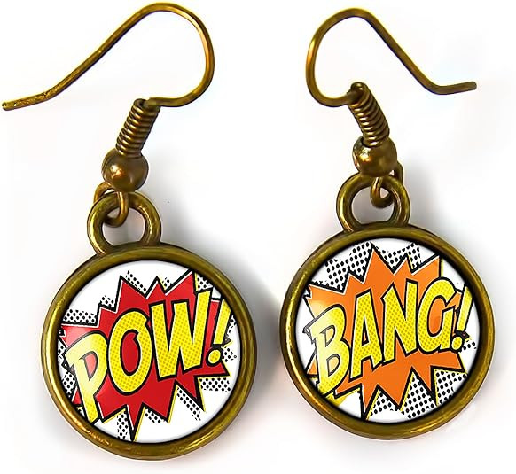 POW! BANG! Earrings - Comic Book Action Illustration Dangle Fantasy Earrings 292-3 | Amazon (US)