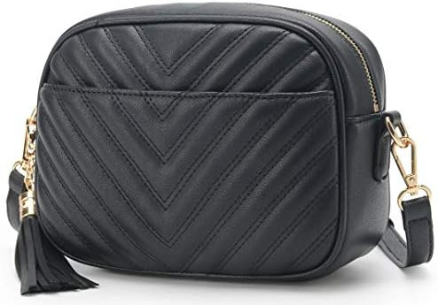 lola mae Quilted Crossbody Bag, Medium Lightweight Shoulder Purse Top Zipper Tassel Accent | Amazon (US)