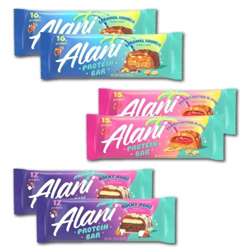 Alani High Protein Snack Bars – Variety Pack – Caramel Crunch, Peanut Butter & Jelly, Rocky Road – Gluten-Free – 6 Count REPACKAGED BY Trendy Stuff Online | Amazon (US)