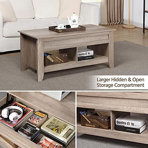 Yaheetech Lift Top Coffee Table with Hidden Storage Compartment & Lower Shelf, Dining Center Table f | Amazon (US)