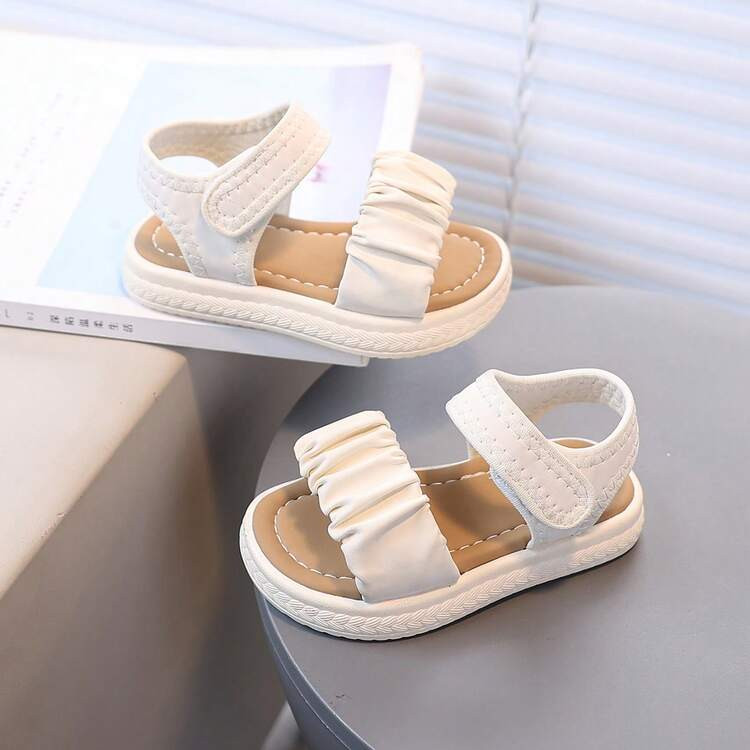1 Pair Fashion Summer New Girls Lace Roman Sandals, Soft Sole Comfortable Casual Flat Beach Shoes | SHEIN