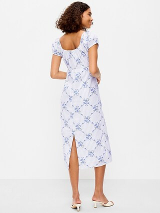 Short-Sleeve Scoop-Neck Midi Dress | Old Navy (CA)