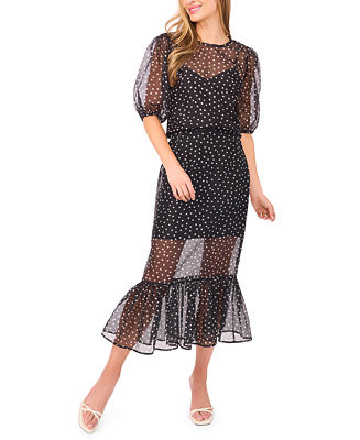 Women's Polka Dot Blouse and Ruffle Midi Skirt | Macy's