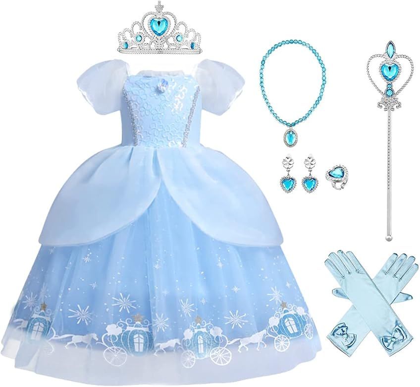 Girls Princess Dress Up Costume Butterfly Tulle Dress+Accessories Birthday Party Halloween Christ... | Amazon (US)
