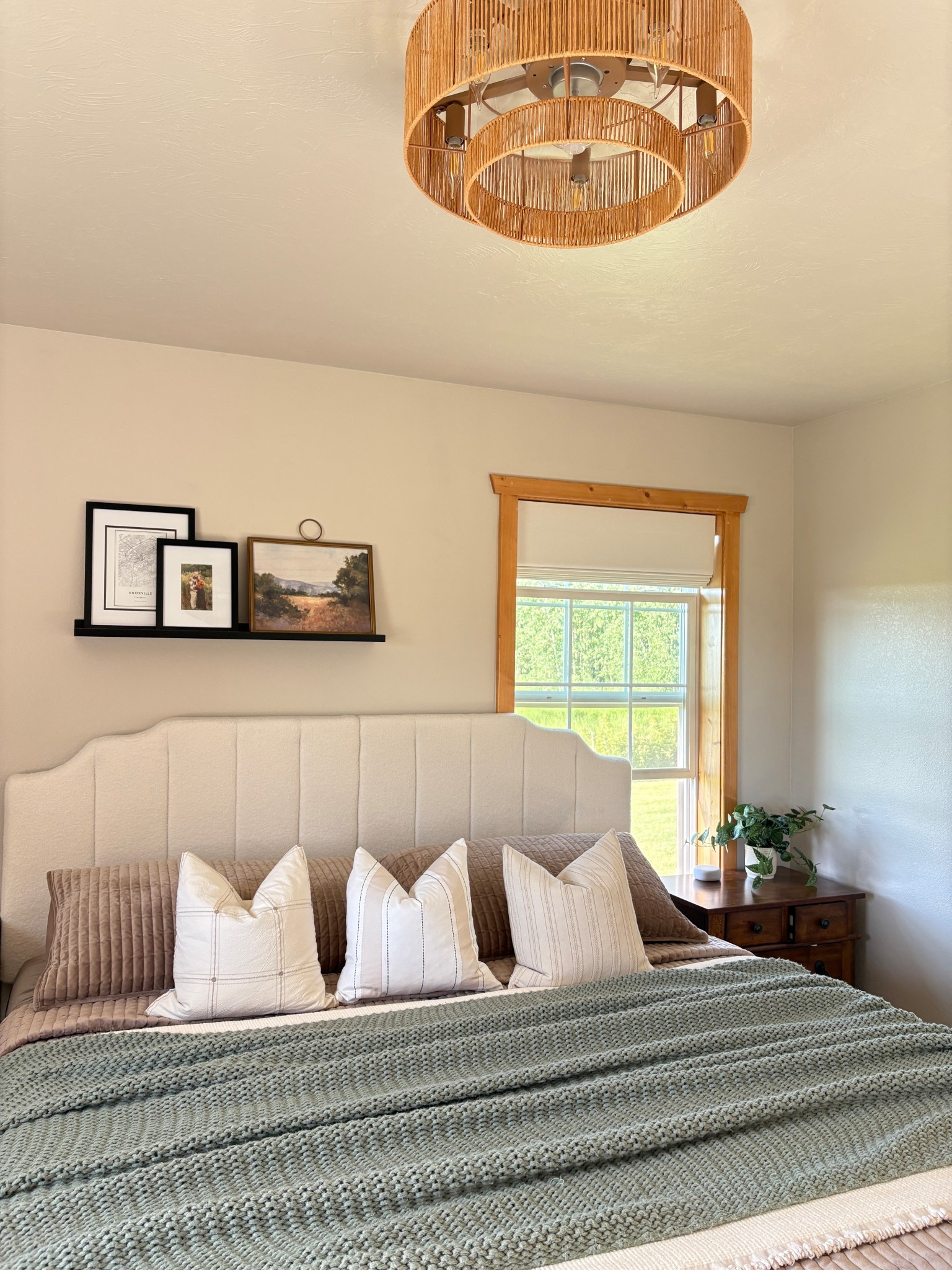 Bedroom decor, upholstered headboard, wall shelf, Fandelier, aesthetic hamper, vanity, storage ottoman, storage bench, velvet quiltt

#LTKHome