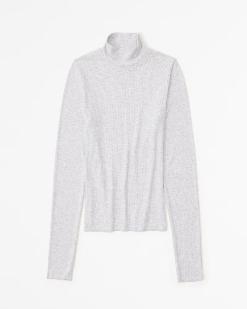 Long-Sleeve Featherweight Rib Tuckable Mockneck Top | Abercrombie & Fitch (US)