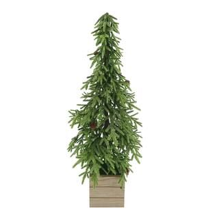 2ft. Unlit Downswept Artificial Christmas Tree with Potted Wood Box by Ashland® | Michaels Stores