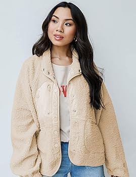 Aoang Womens Winter Coats Casual Lapel Long Sleeve Fleece Faux Fur Jacket | Amazon (US)