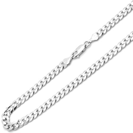 14K White Gold Chain 6mm Concaved Light Curb Chain Necklace (20, 22, 24, 26 Inches) | Walmart (US)