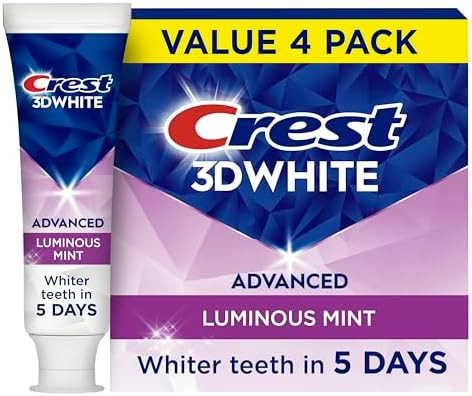 Amazon.com : Crest 3D White Advanced, Teeth Whitening Toothpaste for Adults, 3.7 oz, 4 Pack, Cavi... | Amazon (US)