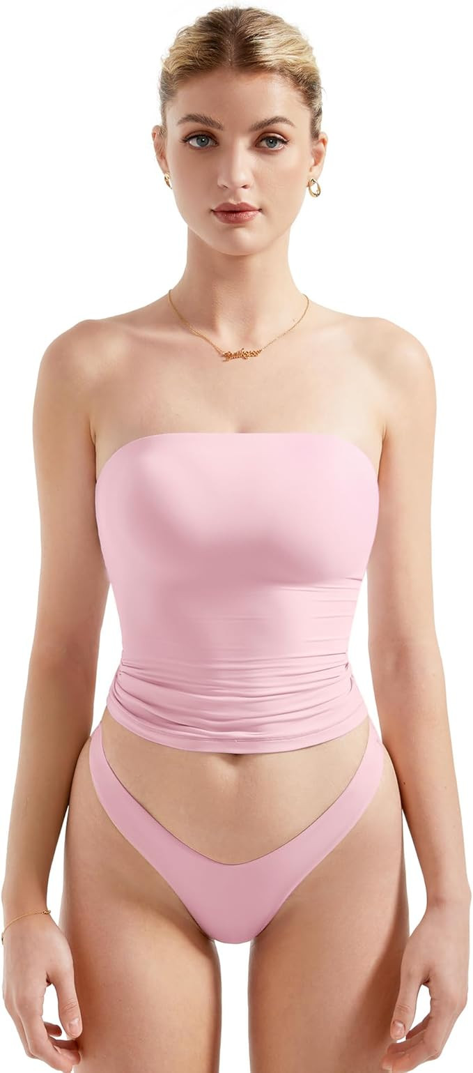 SUUKSESS Women Sexy Tube Top Summer Y2K Going Out Double Lined Basic Tank Top | Amazon (US)