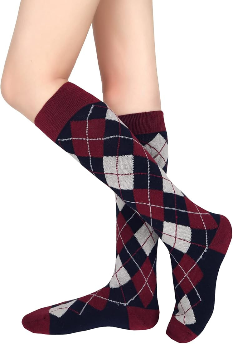 Benefeet Sox Womens Girls Knee High Socks Novelty Argyle Checkered Football Cotton Long Tube Sock... | Amazon (US)
