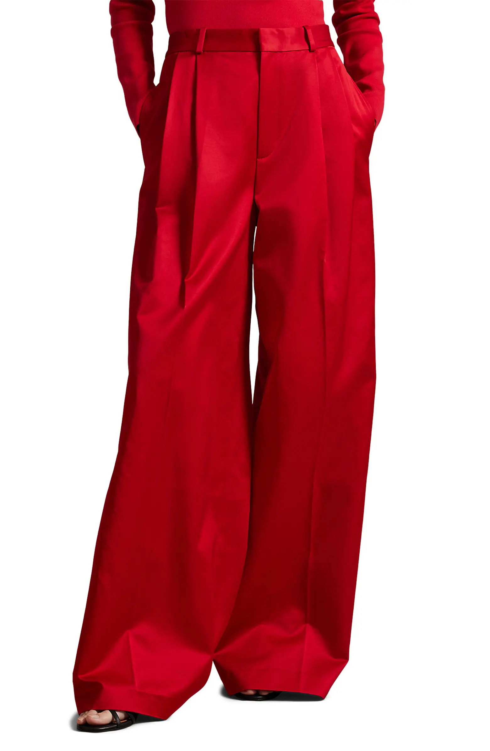 Polo Ralph Lauren Pleated Satin Wide Leg Pants | Nordstrom | Nordstrom