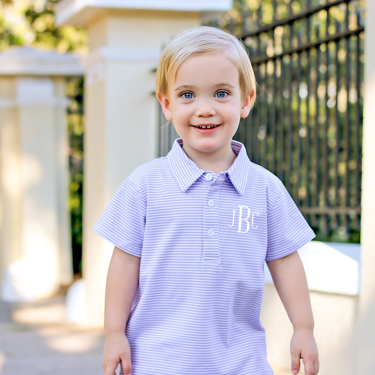 Lavender Stripe Knit Short Sleeve Polo | Classic Whimsy