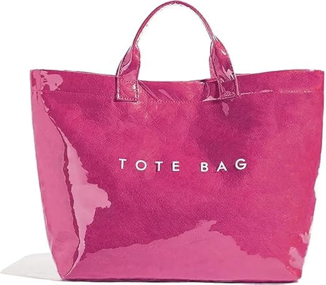 Lushandy PVC Tote Bag Women's Plastic Tote Purse Large Letters Print Hobo Handbag for Work, Beach... | Amazon (US)