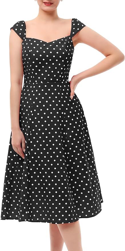 Wedtrend Women's 1950s Dresses Polka Dot Vintage Dress Retro Cap Sleeve Midi Dress | Amazon (US)
