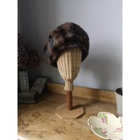 Ladies vintage real fur beret hat hats red earthy brown beanie winter accessories Christmas gift war | Etsy (US)