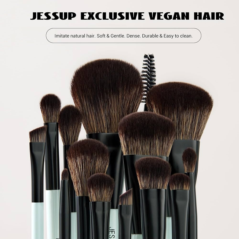 Jessup Makeup Brushes Set 10pcs, Double Sided Foundation Contour Blush Highlight Blending Eyebrow... | Amazon (US)