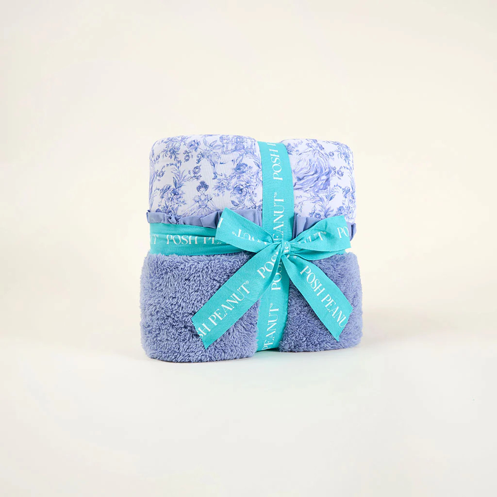 Princess Damask Blue Double-sided Plush Swaddle | Briar | Posh Peanut