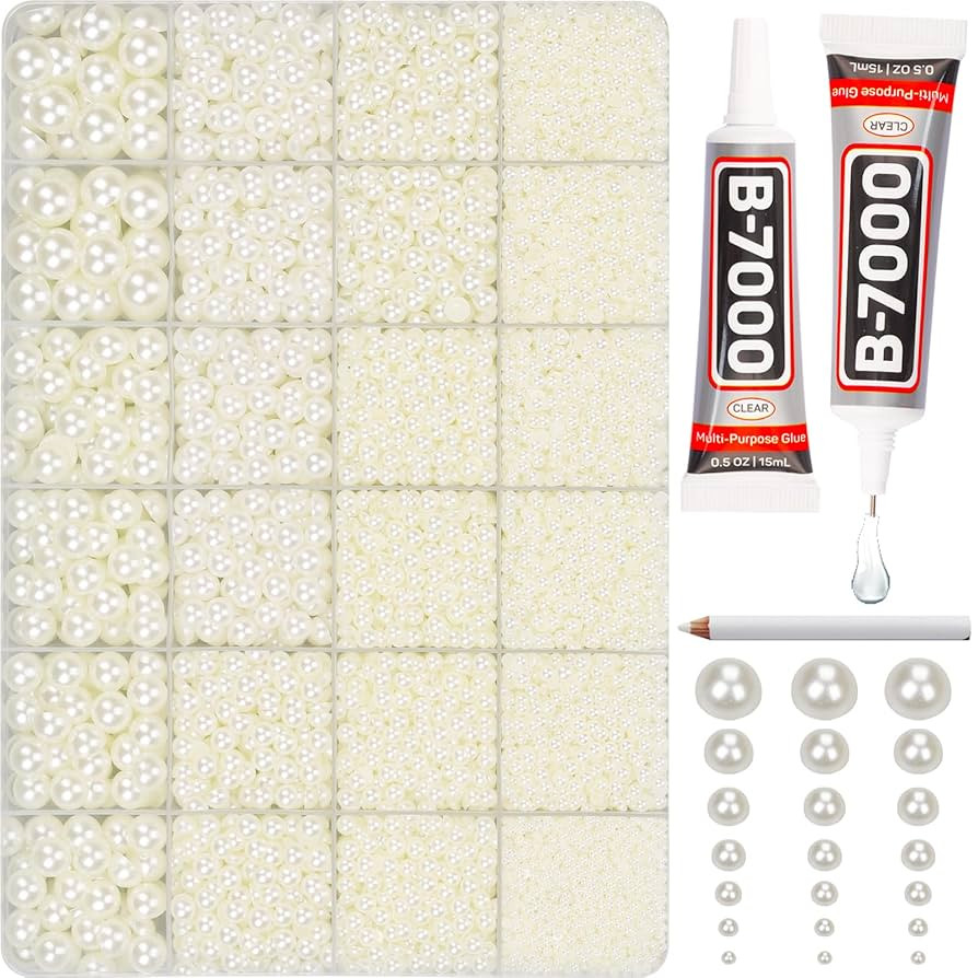 10000Pcs Ivory Flatback Pearls with B7000 Glue Kit for Crafts Crafting Shoes Nail Art Decoration ... | Amazon (US)