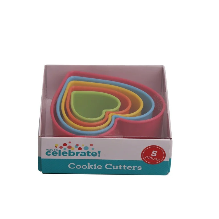 Heart Cookie Cutter Set, Multi-Color, 5 Pieces, Plastic Material, Way to Celebrate | Walmart (US)