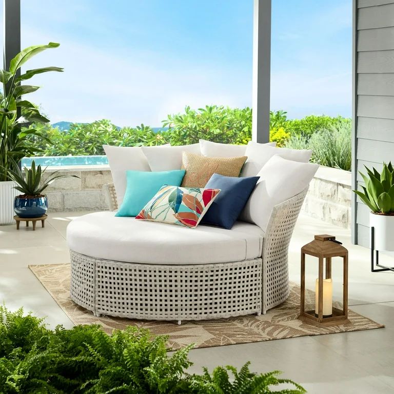 Mainstays Tuscany RIdge Outdoor Daybed - White with Cream | Walmart (US)