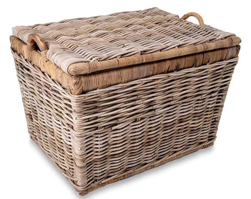 The Basket Lady Lift-Off Lid Wicker Storage Basket, Large, 24.5 in L x 18 in W x 17.5 in H, Serene Grey… | Amazon (US)