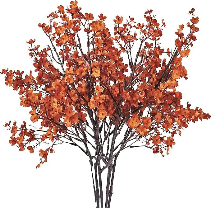 Mandy's 6pcs Burnt Orange Artificial Flowers Silk Fall Flowers Babys Breath Gypsophila 19.7" for ... | Amazon (US)