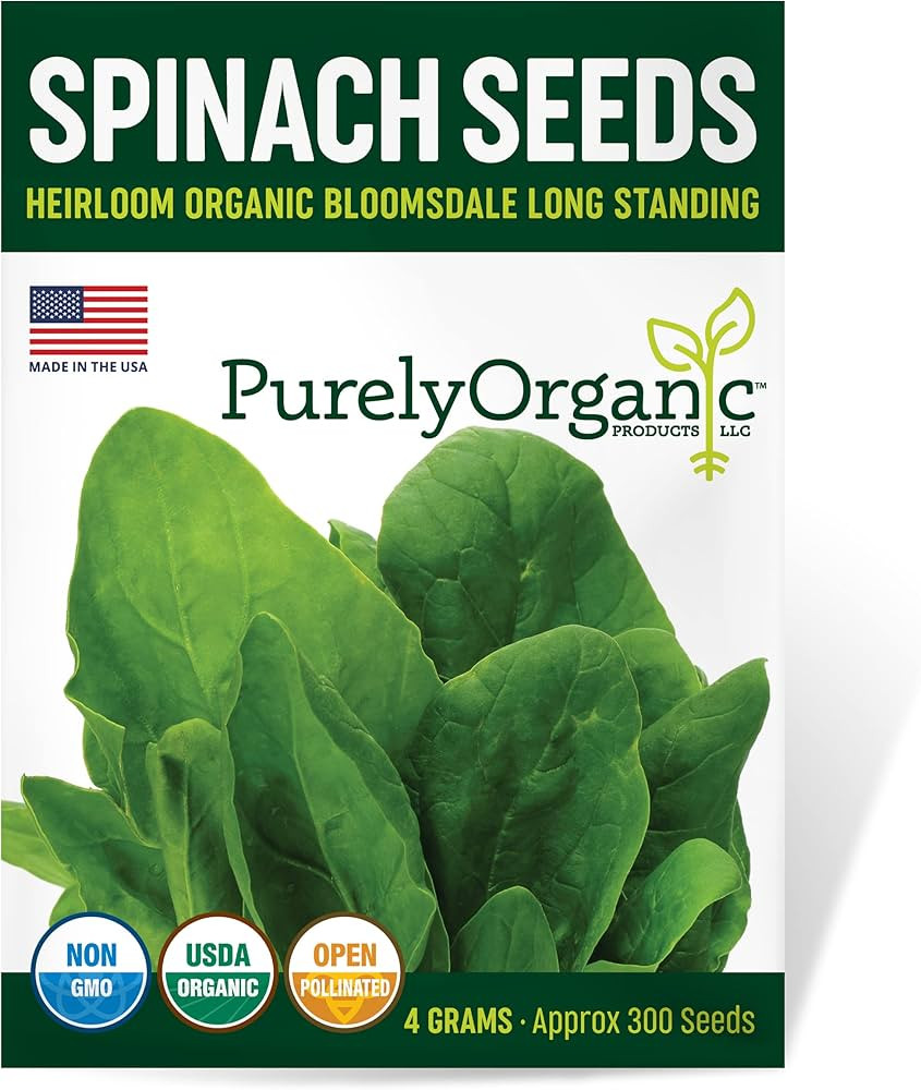Organic Spinach Seeds (Bloomsdale Long Standing) - Approx 300 Seeds - USDA Organic, Non-GMO, Open... | Amazon (US)