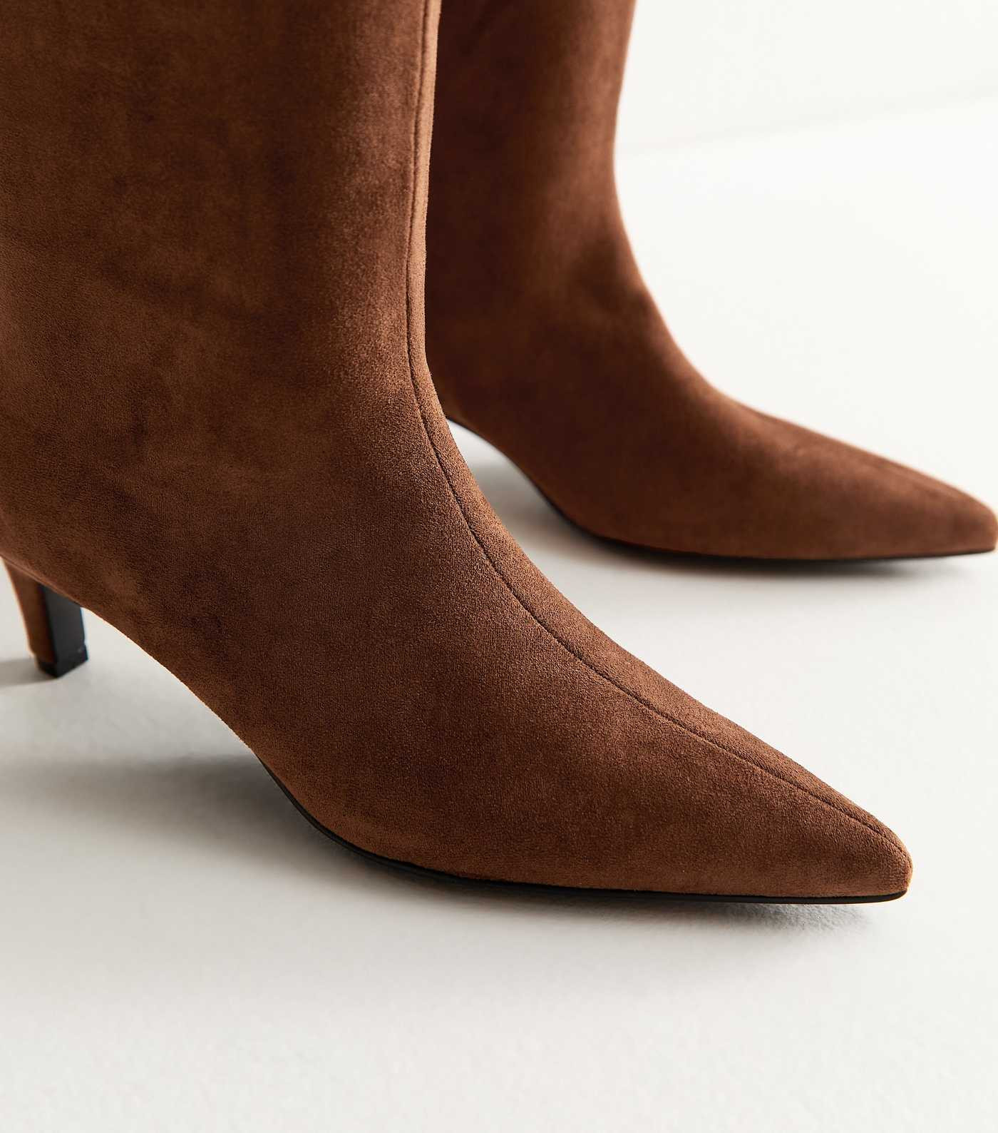 Rust Faux Suede Low Stiletto Heel Knee High Boots | New Look | New Look (UK)